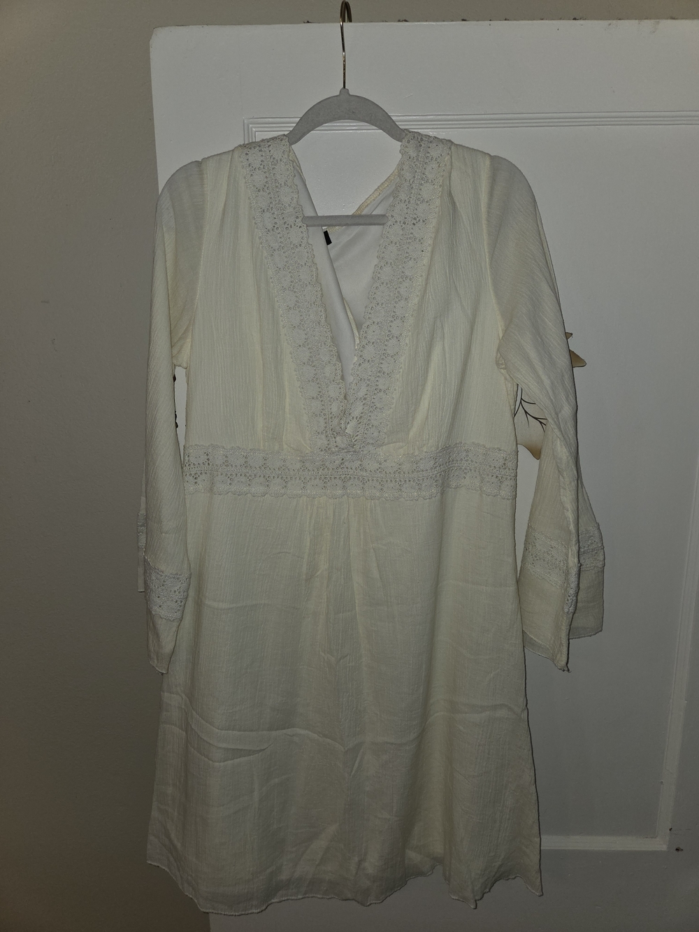 Hourglass Cream Boho Tunic Dress with Lace Trim